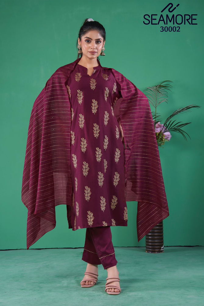 Desilook By Seamore Art Silk Printed Kurti With Bottom Dupatta Wholesale Market In Surat